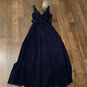 Navy BHLDN Gown with lace detail size 8